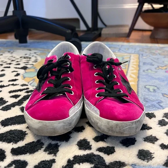 Golden Goose Deluxe Brand GGDB Super Star Suede Sneakers Size 40 Pink Raspberry - Picture 7 of 11
